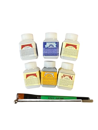 Alphanamel - Pinstriping and Lettering Solvent Kit with Brush and Stainless Steel Stir, 1 oz Bottles - style: Solvent Kit + Brush & Stainless Steel Stir