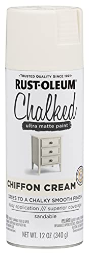 Rust-Oleum Chalked All-in-One Ultra Matte Chiffon Cream Spray Paint - color: Chiffon Cream, size: 12 Ounce (Pack of 1)