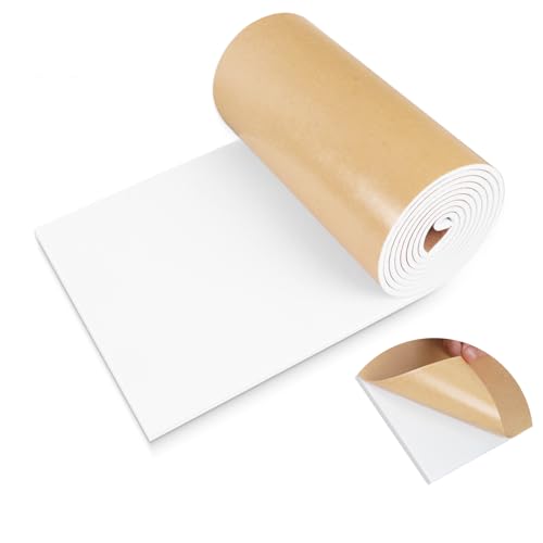 LSGCQ Sponge Neoprene Foam Padding Self Adhesive Foam Sheets, White | Closed Cell Foam Sheet Neoprene Rubber Pad for DIY Gaskets Shock Pads Liner Crafts, 12" Wide x 1/4" Thick x 118" Long - color: White, size: 12" Wide x 1/4" Thick x 118" Long