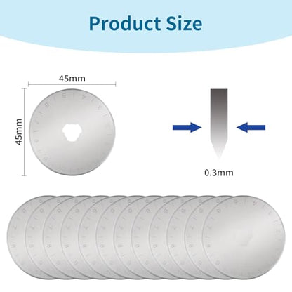 12 pcs 45mm Rotary Cutter Blades,Replacement Rotary Blade for Arts Crafts Quilting Scrapbooking Sewing Fabric Cutting,Arts & Crafts Farbric Paper Cutting Tool By XEKIGU