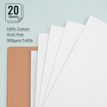 Lightwish Watercolor Sketchbook, 100% Cotton Cold Press Refillable Paper - color: Flat Buckle Green