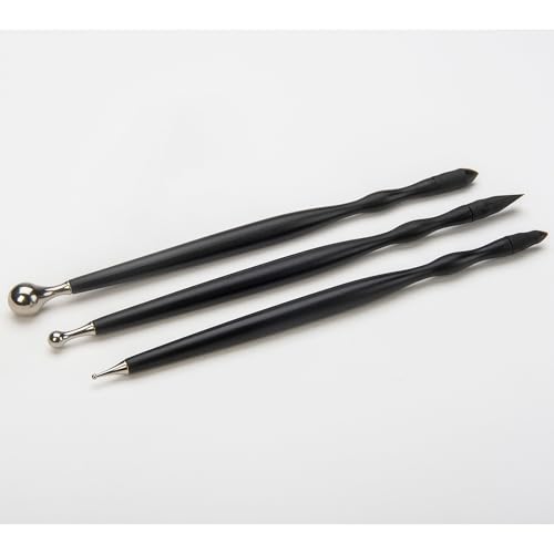 Sculpey Tools 3pc Dual End Clay Detail Tools - Sculpting & Shaping Set | Includes metal ball stylus and flexible tips in 3 sizes for smoothing, blending, and detailing polymer or air dry clay