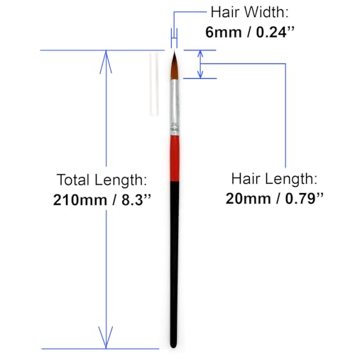 Size #6 Pointed Round Paint Brush Set of 16, Premium Taklon Synthetic Hair - size: Size #6 Pointed Round (16 PCS)