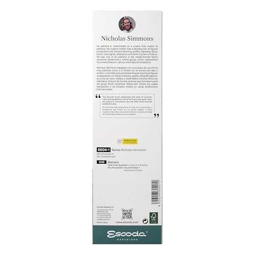 Escoda Signature Series Artist Watercolor Brush Set, Nicholas Simmons Set #1, Barroco Synthetic Gold Toray, Size (Round(8, 12, 20 - color: Nicholas Simmons 1, size: Artist Set