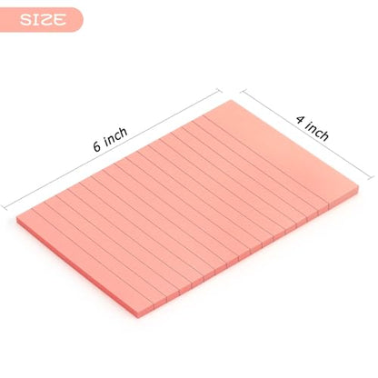 Early Buy Lined Sticky Notes, 4x6 in, 6 Pads, 45 Sheets/Pad (Pink) - color: Pink