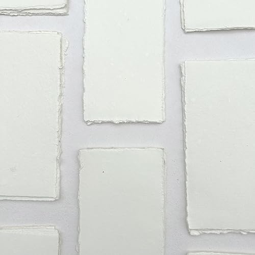 Handmade 200 GSM Cotton Rag Deckle Edge Paper – Pack of 25 Sheets – Premium Textured Wedding Invitation, Calligraphy, Watercolor Mixed Media (4x9" (Menu Card)) - size: 4x9" (Menu Card)
