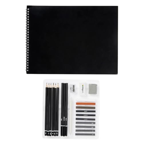KINGART 24 Pc Sketching & Drawing Art Kit Combo w/Sketchbook, Graphite & Charcoal Pencils, Professional Supplies for All Skill Levels