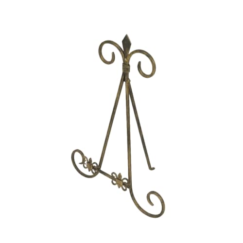 Deco 79 Metal Scroll Display Easel Tabletop Easel with Foldable Stand, Display Stand 11" x 10" x 14", Gold