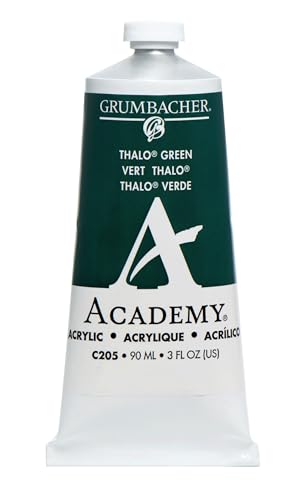 Grumbacher Academy Acrylic Paint, Gloss, 90ml/3 oz Metal Tube, Thalo Green (Blue Shade) - color: Thalo Green (Blue Shade), size: 3 Fl Oz (Pack of 1)