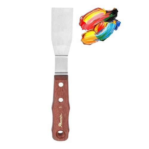 MECCANIXITY Pack of 1 Large Palette Knife No.3, 9.3" Long Palette Knives with Stainless Steel Flexible Spatula Pallet Knife and Wood Handle for Scraping, Mixing, Oil Acrylic Painting Canvas - style: No.3