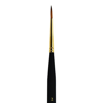 Princeton Mini-Detailer Round Brush, Synthetic, Short Handle, Size 2, 1 Count - color: Black, size: 2