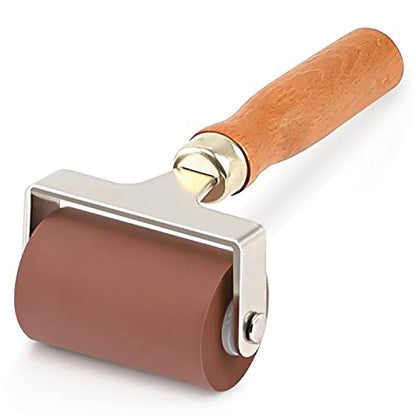 Soft Rubber Roller, Brayer Ideal for Anti Skid Tape Construction Tools, Print, Ink and Stamping Tools(2.5-Inch, Brown) - size: 2.5-Inch