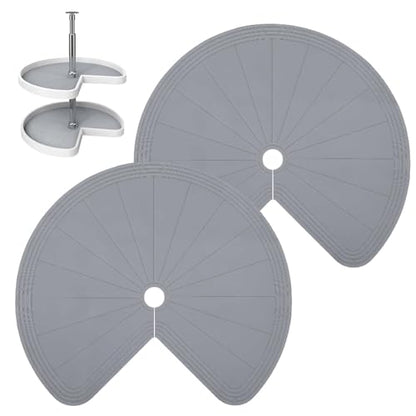 2 PCS 26" Lazy Susan Shelf Liner, Jaxbo Silicone Lazy Susan Liner for Dual Tier Pie Cut Organizer,Non-Slip Thermal Protection Mat - color: Gray