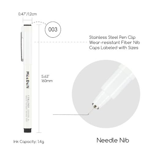 MEEDEN Micro Fineliner Drawing Pens: Fine Liner Pen 6 Pack, 0.03mm Black Waterproof Archival Ink for Technical Drawing, Sketching, Outlining, Illustration, Manga and Journaling - Needle Nip - style: 0.03mm Needle Nib