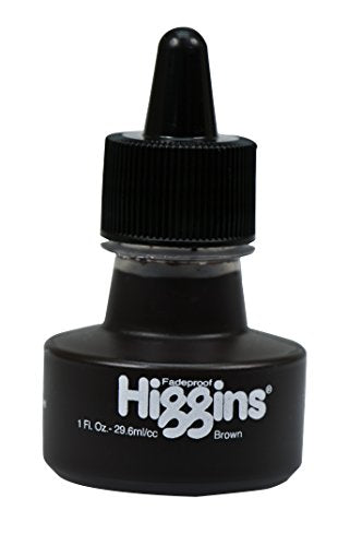Higgins Pigmented Drawing Ink, Brown, 1 Oz Bottle (44705) - color: Brown