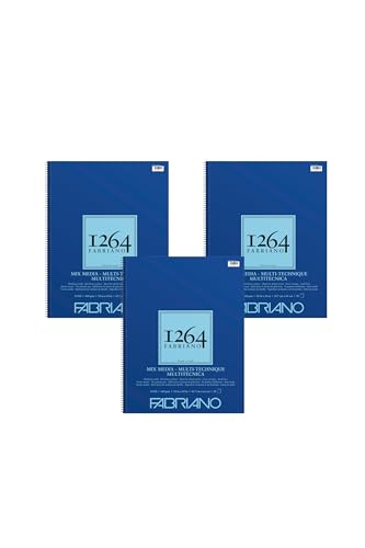 Fabriano 1264 Mixed Media Pad, 18" x 24" Spiral Bound, 110 lb., 3-Pack - size: 18" x 24", 3-Pack