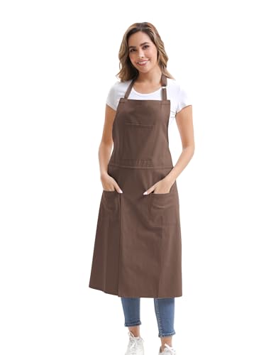 Nanxson Pottery Apron Split Leg with 3 Pockets & Adjustable Buckle | cotton material,Long apron,adjustable waist tie,for Pottery Ceramic Wheel DIY Art Garden - color: Brown