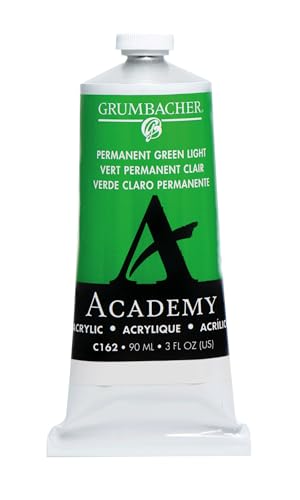 Grumbacher Academy Acrylic Paint, 90-ml, Permanent Green Light, 3 Ounces - color: Permanent Green Light, size: 3 Fl Oz (Pack of 1)