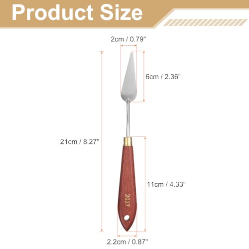 HARFINGTON Palette Knife Painting Tool 2.36" x 0.79" Stainless Steel Teardrop Blade 8.27" Length Spatula Painting Pallet Knives with Hole Beech Wood Handle for Oil Acrylic Canvas, Red/Silver - size: 8.27" x 0.79" x 2.36"