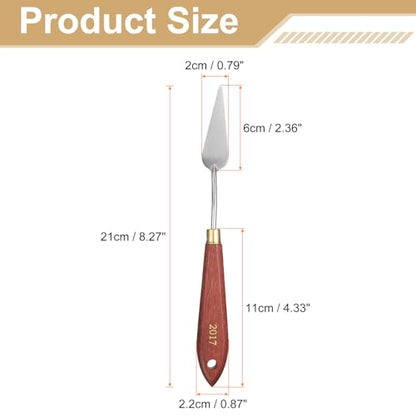 HARFINGTON Palette Knife Painting Tool 2.36" x 0.79" Stainless Steel Teardrop Blade 8.27" Length Spatula Painting Pallet Knives with Hole Beech Wood Handle for Oil Acrylic Canvas, Red/Silver - size: 8.27" x 0.79" x 2.36"