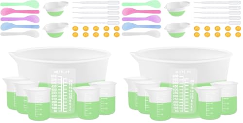 Silicone Measuring Cups for Resin Supplies - Kit with 600ml & 100ml Mixing Cups and Tools for Molds, Epoxy, Cooking, Casting Moulds, Jewelry Making (Pack of 2) - size: 600ML+100ML (Pack of 2)