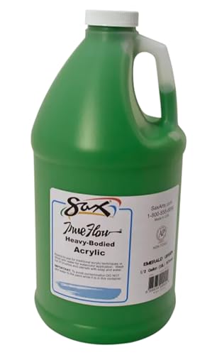 Sax True Flow Heavy Body Acrylic Paint, 1/2 Gallon, Emerald Green - 439289, 64 Fl Oz (Pack of 1) - color: Emerald Green