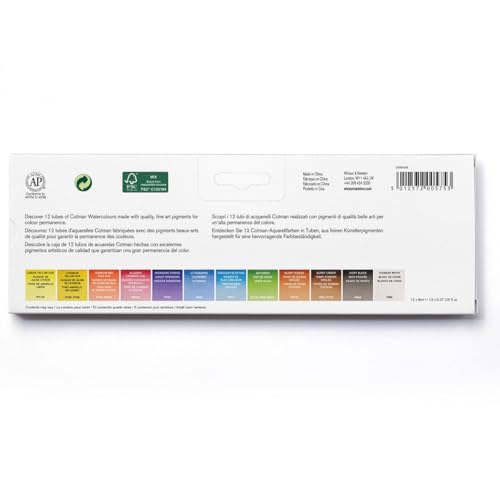Winsor & Newton Cotman Watercolor Paint Set, 12 Colors, 8ml (0.27-oz) Tubes - style: 12 Tube Set 8ml