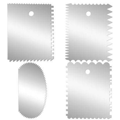 Yuomeaz 4Pcs Metal Ribs for Pottery, Metal Pottery Rib Tools, Stainless Steel Serrated Rib Tools, Serrated Clay Scraper for Ceramics, Sculpture