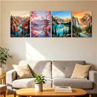 Lanzeyo Diamond Art Kits for Adults-4 Pack World Landscapes Diamond Painting Kits, Travel Posters Gem Art Crafts, Beginner Friendly 5D DIY Full Drill Canvas for Home Wall Decor, 12x16 Inch - color: 09 World Landscapes