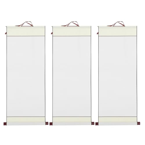 EXCEART Chinese Calligraphy Scroll 3pcs Blank Rice Paper Scrolls Painting Supply for Calligraphy Drawing Handmade White Four Feet Scrolls - color: White
