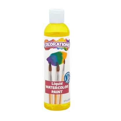 Colorations Paraben-Free Liquid Watercolor Paint, Vibrant Yellow | 8 oz Bottle, Non-Toxic & Made in the USA, Ages 4+, PreK+ - color: Yellow, style: Standard Watercolor