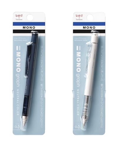 Tombow Mechanical Pencil 0.5mm, Navy & Gray with Eraser Refills Set
