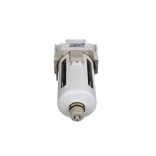 PneumaticPlus SAF400-N04B Compressed Air Particulate Filter 1/2" NPT | 10 Micron Element, 211 SCFM, 1/2" NPT, Polycarbonate Bowl, Manual Drain, 150 PSI Max, Mounting Bracket Included - style: Poly Bowl - Manual Drain