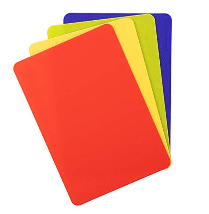 Dexas Heavy Duty Cutting Board Grippmat, Flexible Cutting Boards for Kitchen, Set of 4, Non Slip Plastic Board Cutting Mat Small Size 5.5 x 8, Blue, Green, Yellow, Red Set, Kitchen Gadgets - color: Blue/ Green/ Yellow/ Red, size: 5.5 x 8 inches