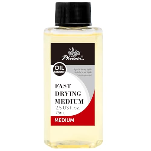 PHOENIX Fast Drying Oil Medium - 2.5 Fl oz. / 75ml Bottle | Painting Medium Quick Dry Alkyd Liquid for Glazing, Improves Flow & Extends Oil Paint - style: Fast Drying Medium 2.5 Fl Oz.