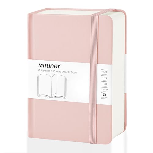 Mix Media Pad,3.5"x5.5" Small Hardcover Leather Art Sketchbook,105 GSM 200 Sheets/400 Pages Acid Free Artistic Painting Drawing Sketching Writing Paper, Handy Pocket Journal Notebook.Pink - color: 105gsm-pink