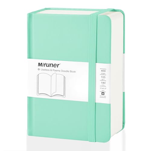 Mix Media Pad,3.5"x5.5" Small Hardcover Leather Art Sketchbook,105 GSM 200 Sheets/400 Pages Acid Free Artistic Painting Drawing Sketching Writing Paper, Handy Pocket Journal Notebook. Light Green - color: 105gsm-light green