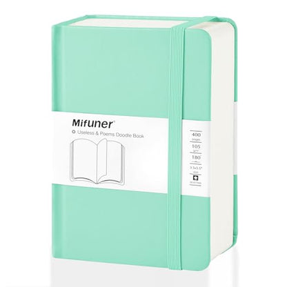 Mix Media Pad,3.5"x5.5" Small Hardcover Leather Art Sketchbook,105 GSM 200 Sheets/400 Pages Acid Free Artistic Painting Drawing Sketching Writing Paper, Handy Pocket Journal Notebook. Light Green - color: 105gsm-light green