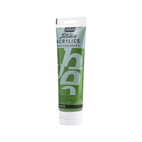 Pebeo Studio Acrylics High Viscosity, Fine Acrylic, 250 ml - Chrome Green Hue - color: Chrome Green Hue, size: 8.45 Fl Oz (Pack of 1)