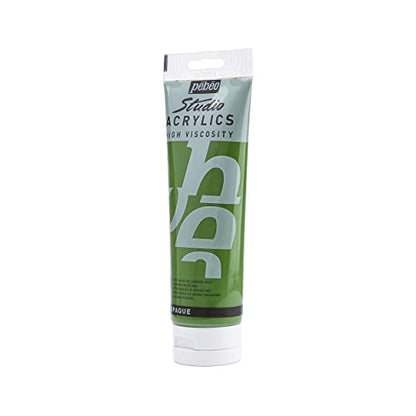 Pebeo Studio Acrylics High Viscosity, Fine Acrylic, 250 ml - Chrome Green Hue - color: Chrome Green Hue, size: 8.45 Fl Oz (Pack of 1)
