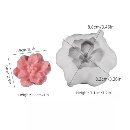 3D Flower Silicone Candle Molds Lotus/Rose/Iris/Camellia Flower Soap Plaster Resin Casting Mold Fondant Chocolate Cake Baking Tools (Camellia)