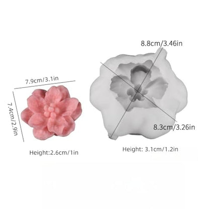 3D Flower Silicone Candle Molds Lotus/Rose/Iris/Camellia Flower Soap Plaster Resin Casting Mold Fondant Chocolate Cake Baking Tools (Camellia)