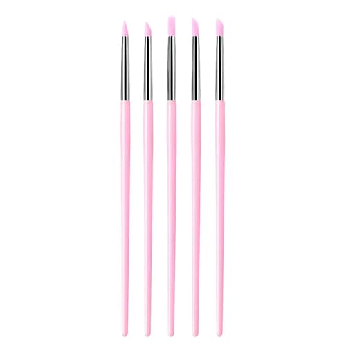 5Pcs Silicone Sculpting Tools for Polymer Clay, Nail Art & Craft DIY | Silicone Shaping Brushes for Clay Modeling, Ceramic, Fondant, Nail Art Design, Detailing and DIY Projects - color: Pink