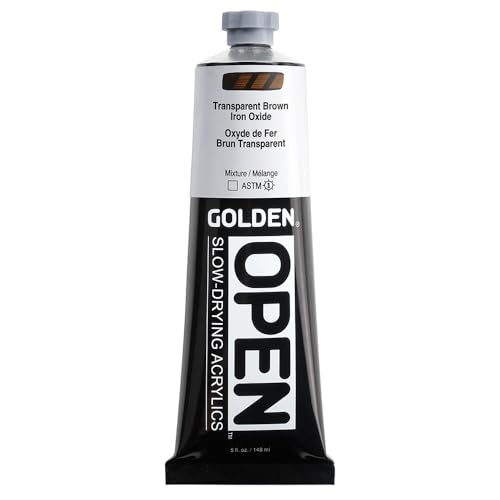 GOLDEN OPEN Slow-Drying Acrylics, Transparent Brown Iron Oxide, 5 fl. oz. - color: Transparent Brown Iron Oxide, size: 5 Fl Oz (Pack of 1)