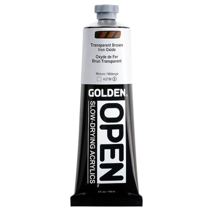 GOLDEN OPEN Slow-Drying Acrylics, Transparent Brown Iron Oxide, 5 fl. oz. - color: Transparent Brown Iron Oxide, size: 5 Fl Oz (Pack of 1)