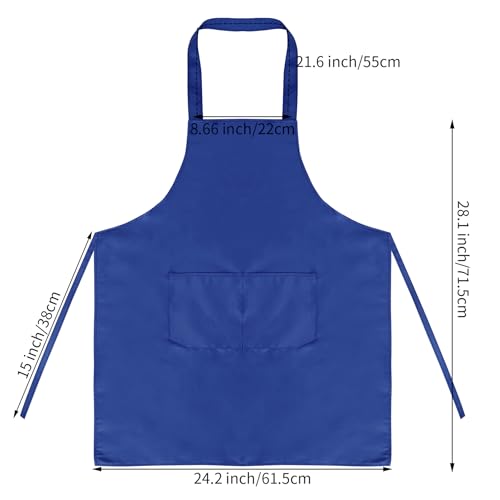 Fengek 8 Pcs Bib Apron for Unisex Colorful Kitchen Apron Bulk with 2 Roomy Pockets for Kitchen BBQ Painting Baking, Blue - color: Blue