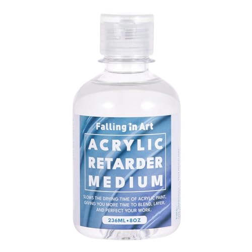 Falling in Art 8 Oz Acrylic Paint Retarder Medium, Slow Drying Medium