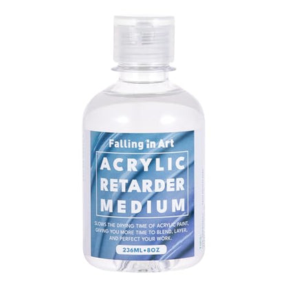Falling in Art 8 Oz Acrylic Paint Retarder Medium, Slow Drying Medium