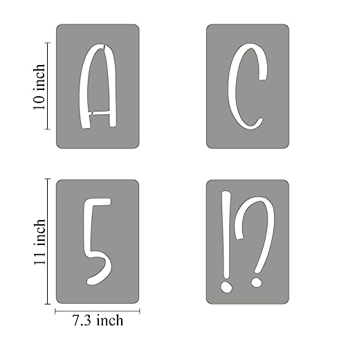 10 Inch Alphabet Letter Stencils for Painting - 42 Pack Letter and Number Stencil Templates with Signs for Painting on Wood, Reusable Letters and Numbers Stencils for Chalkboard Wood Signs & Wall Art - size: 10 Inch