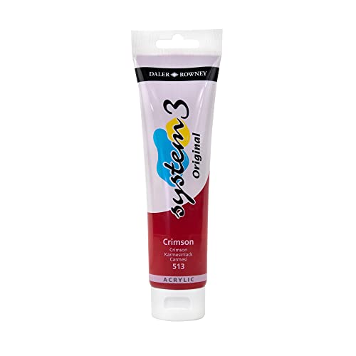 Daler Rowney System3 Crimson 150ml Acrylic Paint Tube - Acrylic Painting Supplies for Artists and Students - Artist Paint for Murals Canvas and More - Art Paint for All Skill Sets